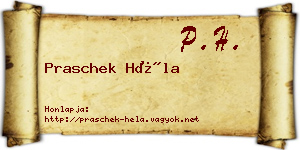 Praschek Héla névjegykártya